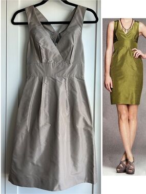 J.Crew NWT Silk Taffeta Alisanne Dress Twist Back Sleeveless Light Sage 0P